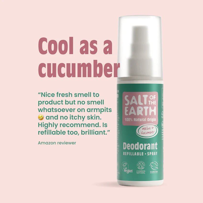 Deodorant Spray Pure Aura Melon & Cucumber 100ml - Salt Of the Earth - Deodorants - Eco Natural Products