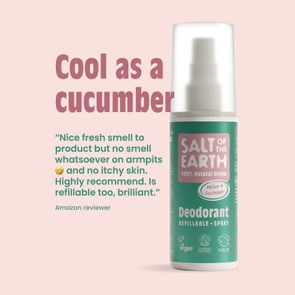 Deodorant Spray Pure Aura Melon & Cucumber 100ml - Salt Of the Earth - Deodorants - Eco Natural Products