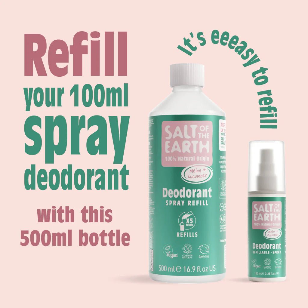 Deodorant Spray Refill Melon & Cucumber 500ml - Salt Of the Earth - Deodorants - Eco Natural Products