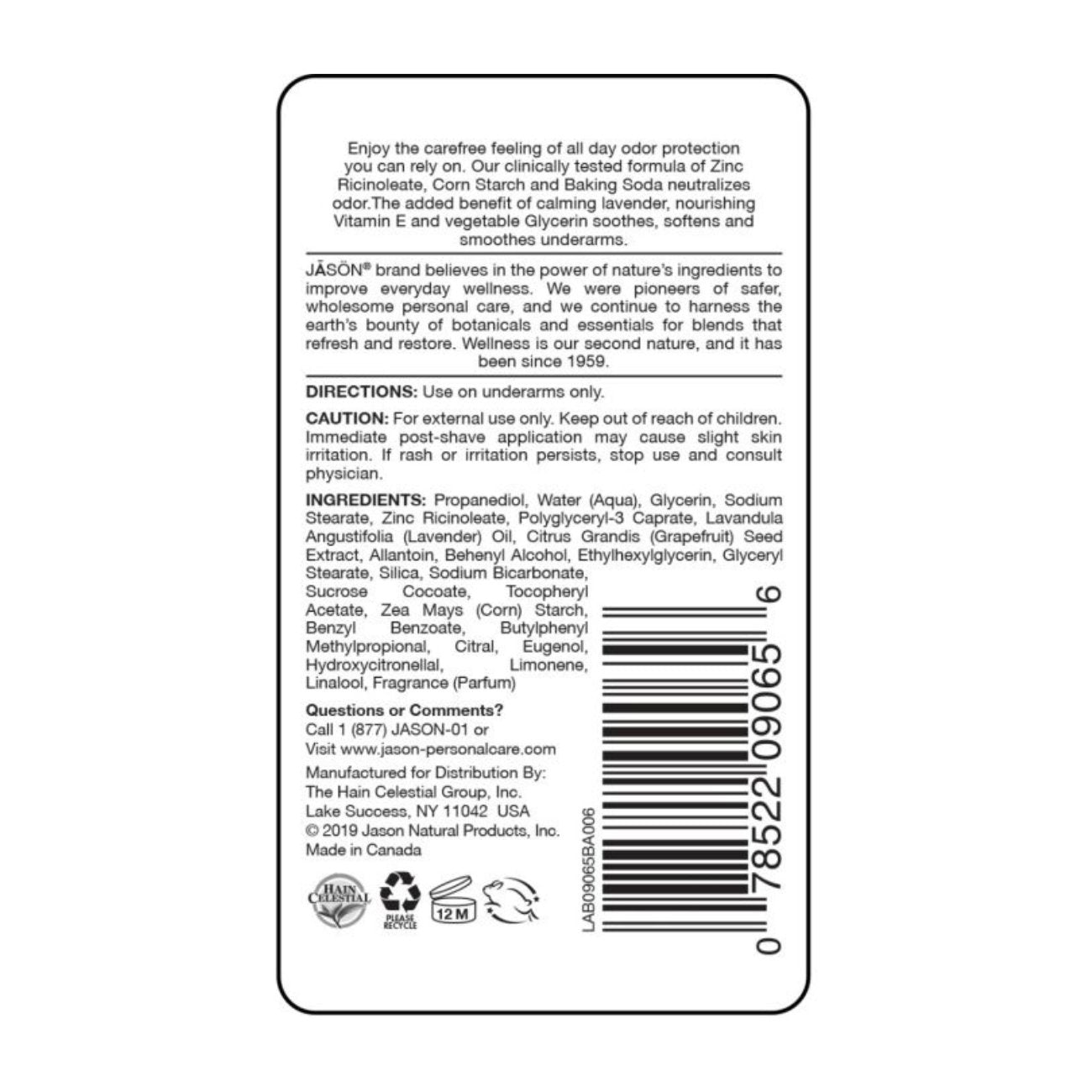 Deodorant Stick Calming Lavender 71g - Jason - Deodorant Stick - Eco Natural Products