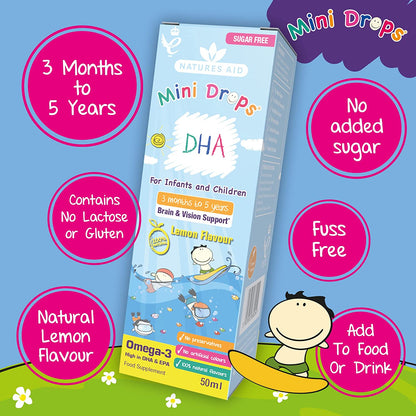 DHA Mini Drops for Infants & Children 50ml - Natures Aid - Vitamins & Supplements - Eco Natural Products