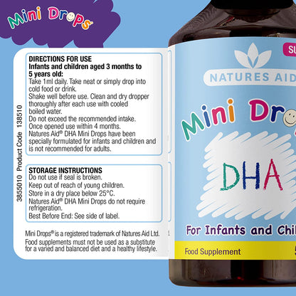 DHA Mini Drops for Infants & Children 50ml - Natures Aid - Vitamins & Supplements - Eco Natural Products