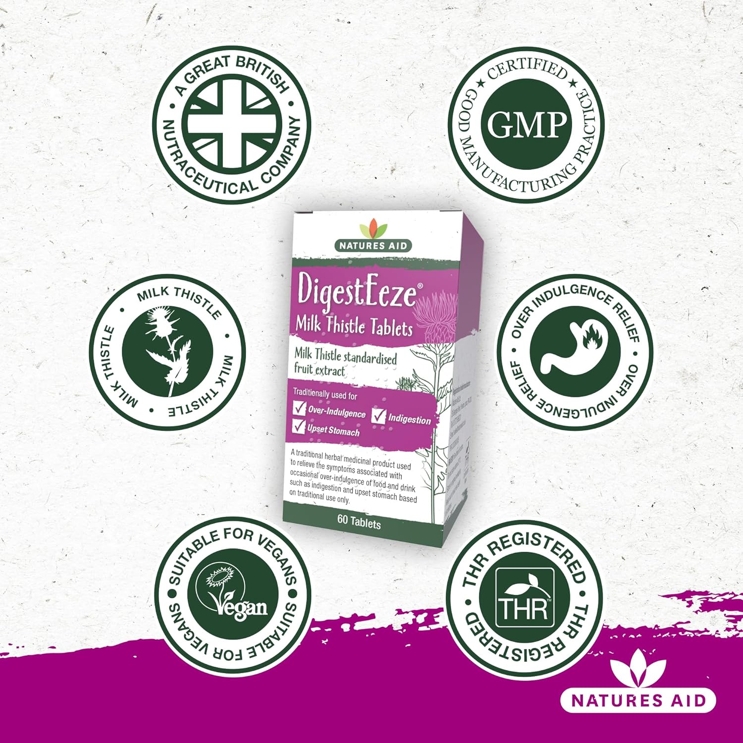 DigestEeze 150mg Milk Thistle 60 Tablets - Eco Natural Products - Natures Aid - Vitamins & Supplements