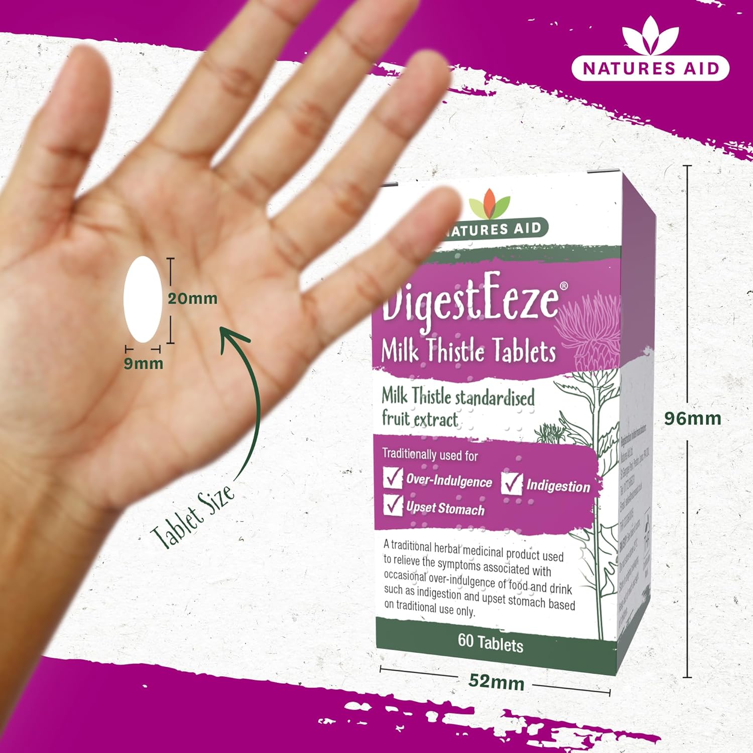 DigestEeze 150mg Milk Thistle 60 Tablets - Natures Aid - Vitamins & Supplements - Eco Natural Products