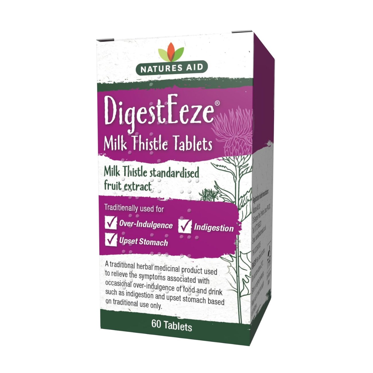 DigestEeze 150mg Milk Thistle 60 Tablets - Eco Natural Products - Natures Aid - Vitamins & Supplements