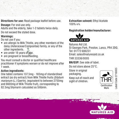 DigestEeze 150mg Milk Thistle 60 Tablets - Natures Aid - Vitamins & Supplements - Eco Natural Products