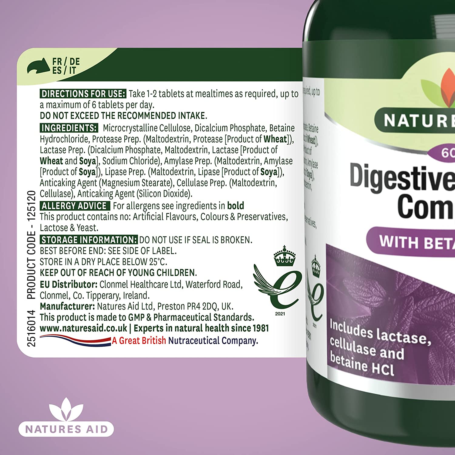 Digestive Enzyme Complex 60 Tablets - Natures Aid - Vitamins & Supplements - Eco Natural Products