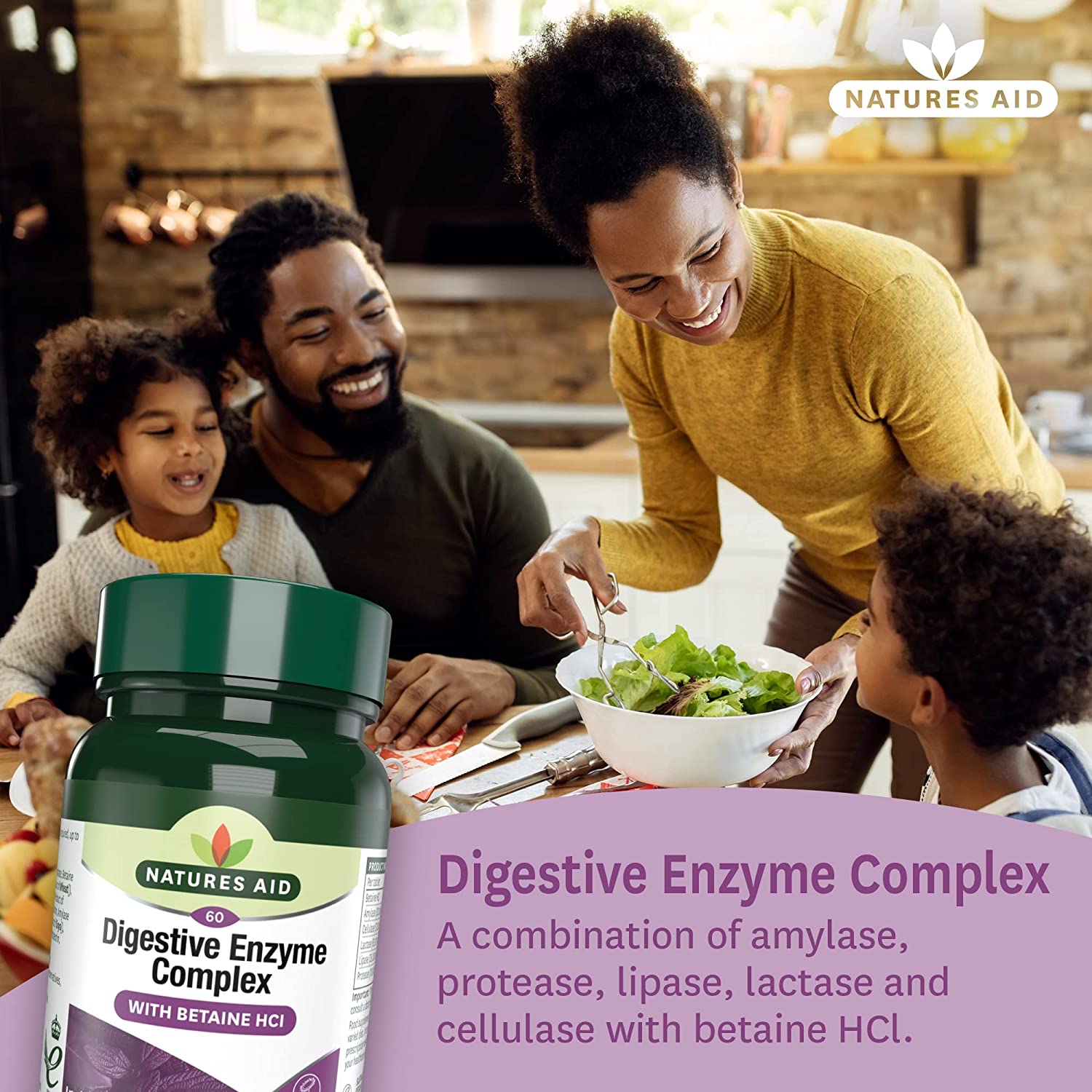 Digestive Enzyme Complex 60 Tablets - Natures Aid - Vitamins & Supplements - Eco Natural Products