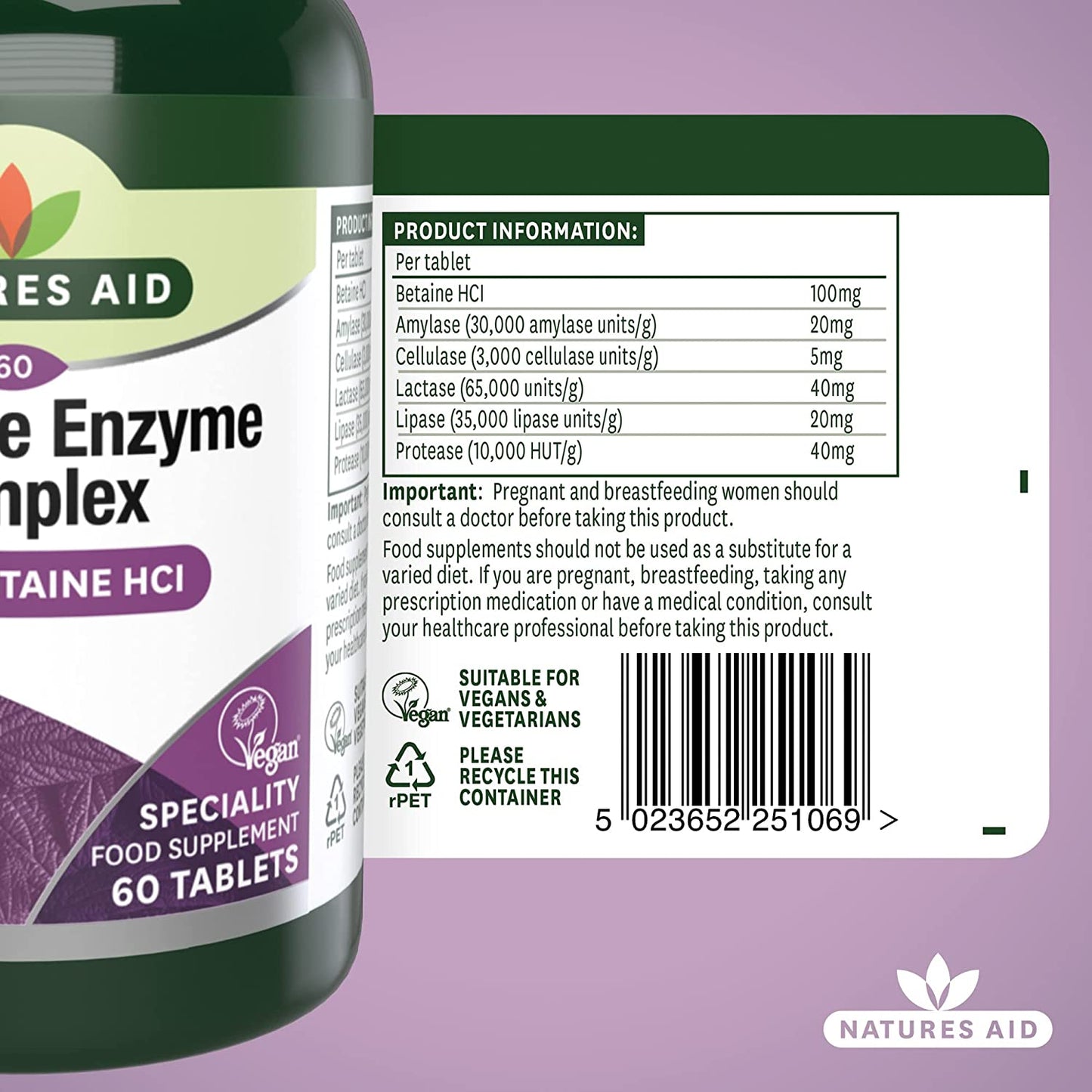 Digestive Enzyme Complex 60 Tablets - Natures Aid - Vitamins & Supplements - Eco Natural Products