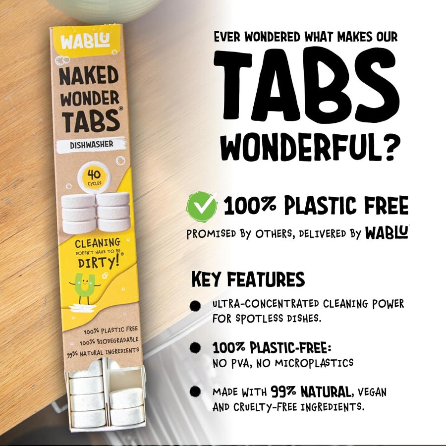 Dishwasher Naked Wonder Tabs 40 Tablets - Wablu - Dish Detergent & Soap - Wablu