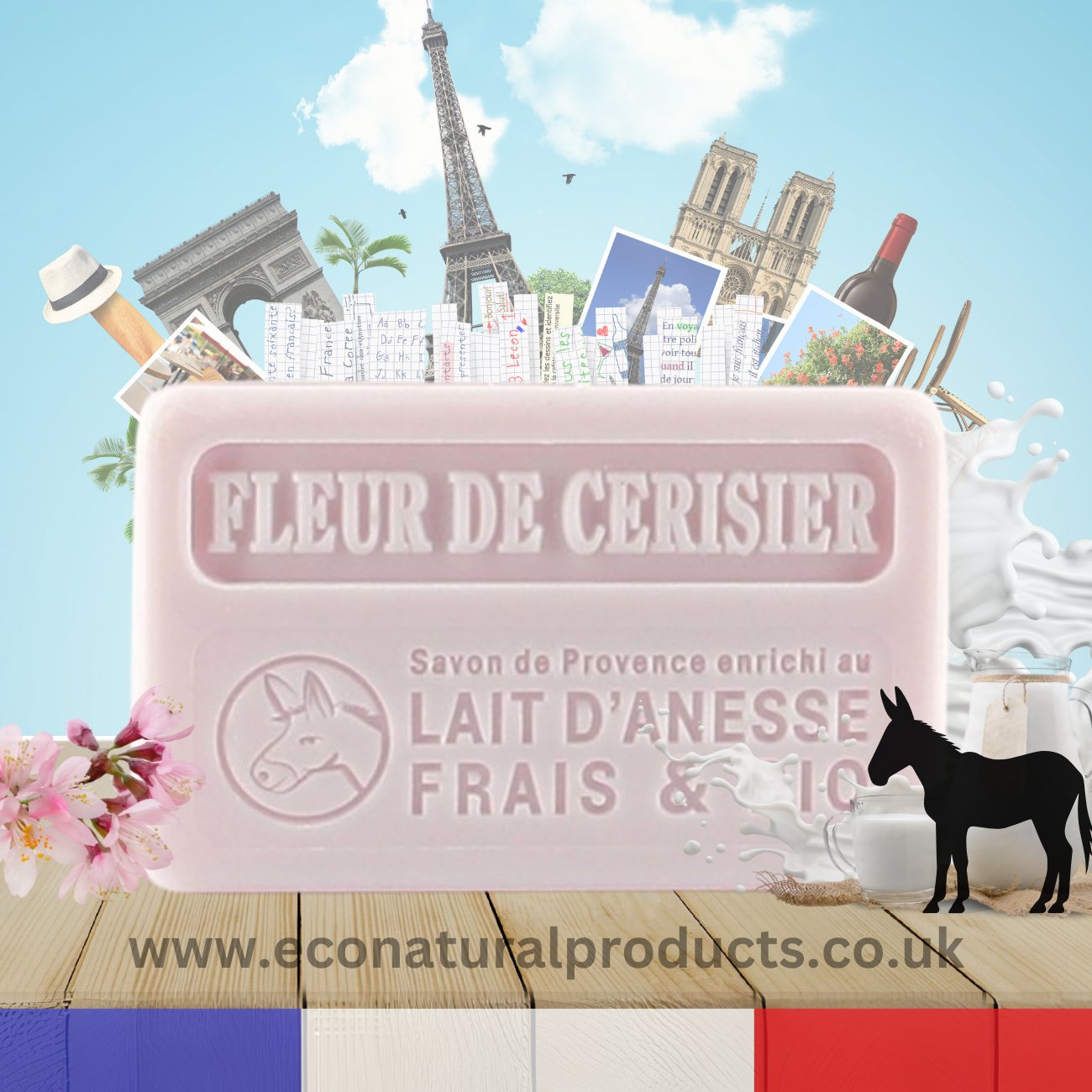 Donkey Milk Soap Cherry Blossom 100g - FouFour - Savon de Marseille - Soap Bar - Eco Natural Products