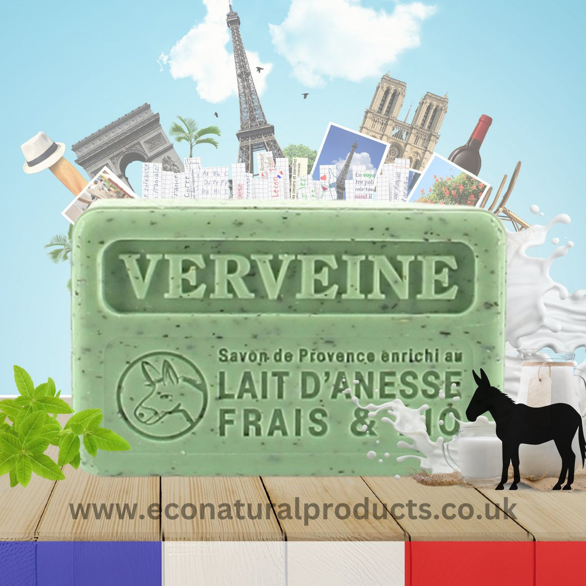 Donkey Milk Soap Crushed Verbena 100g - FouFour - Savon de Marseille - Bar Soap - Eco Natural Products