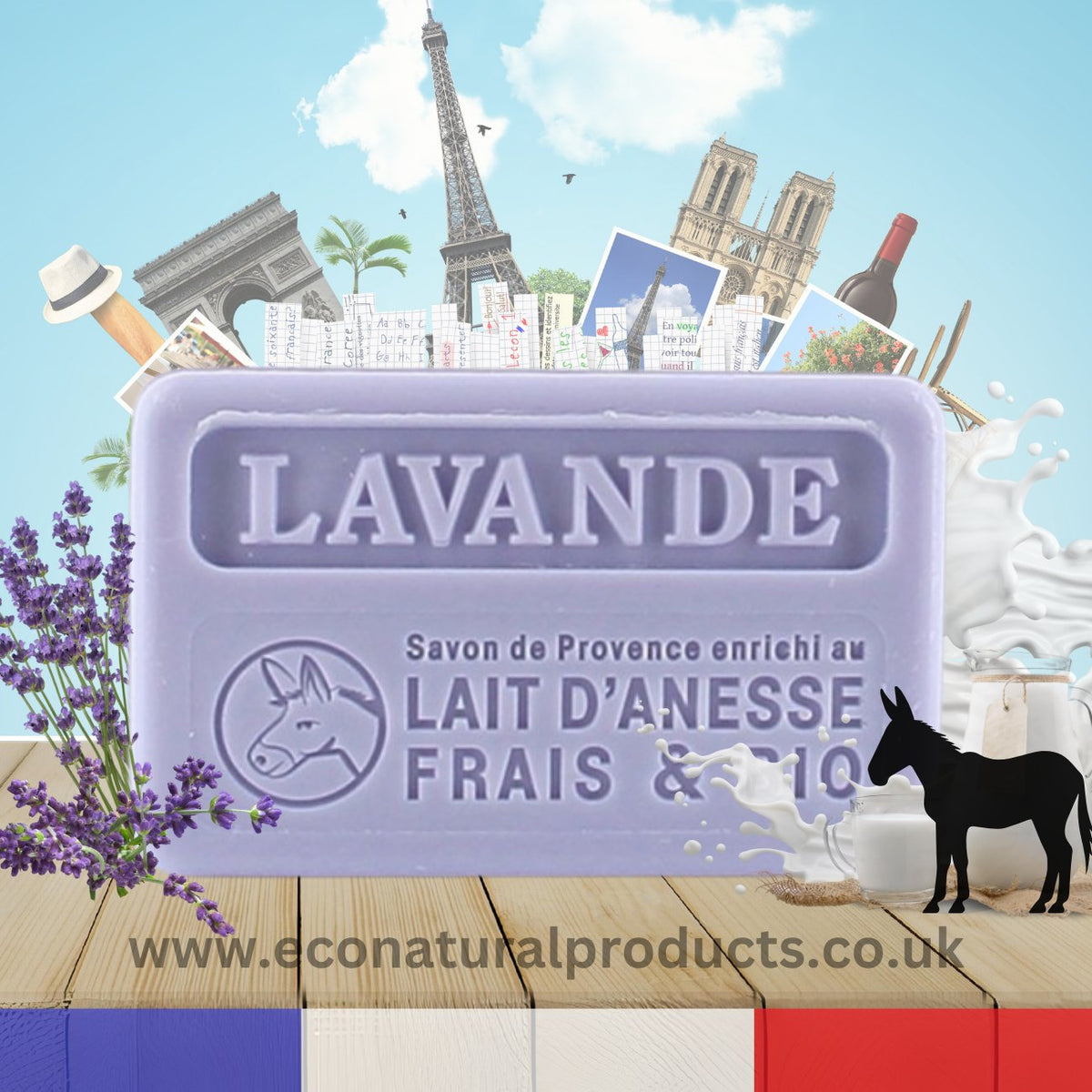 Donkey Milk Soap Lavender 100g - FouFour - Savon de Marseille - Bar Soap - Eco Natural Products