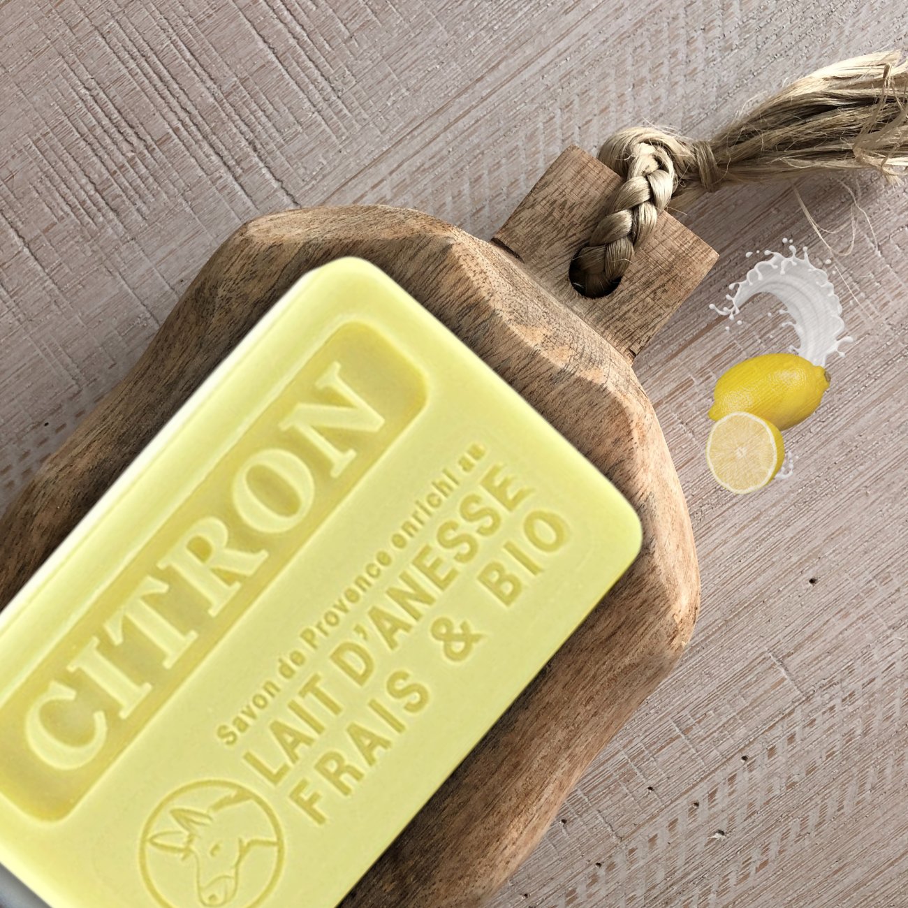 Donkey Milk Soap Lemon 100g - FouFour - Savon de Marseille - Bar Soap - Eco Natural Products