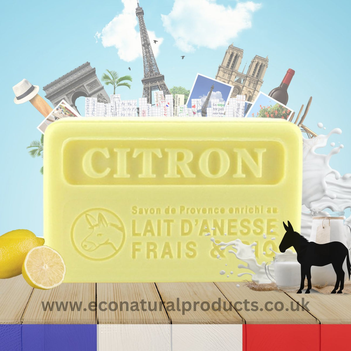 Donkey Milk Soap Lemon 100g - FouFour - Savon de Marseille - Bar Soap - Eco Natural Products