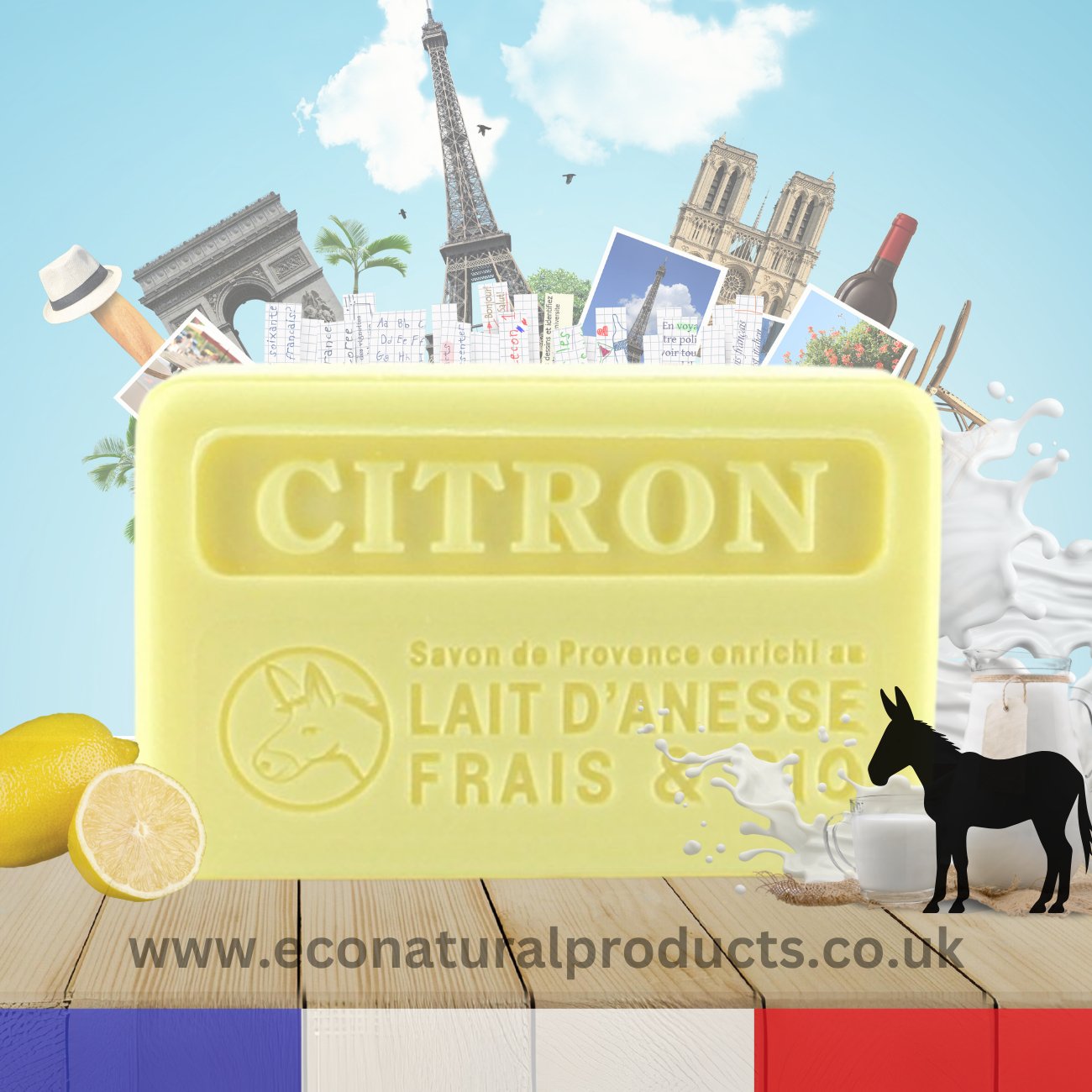 Donkey Milk Soap Lemon 100g - FouFour - Savon de Marseille - Bar Soap - Eco Natural Products