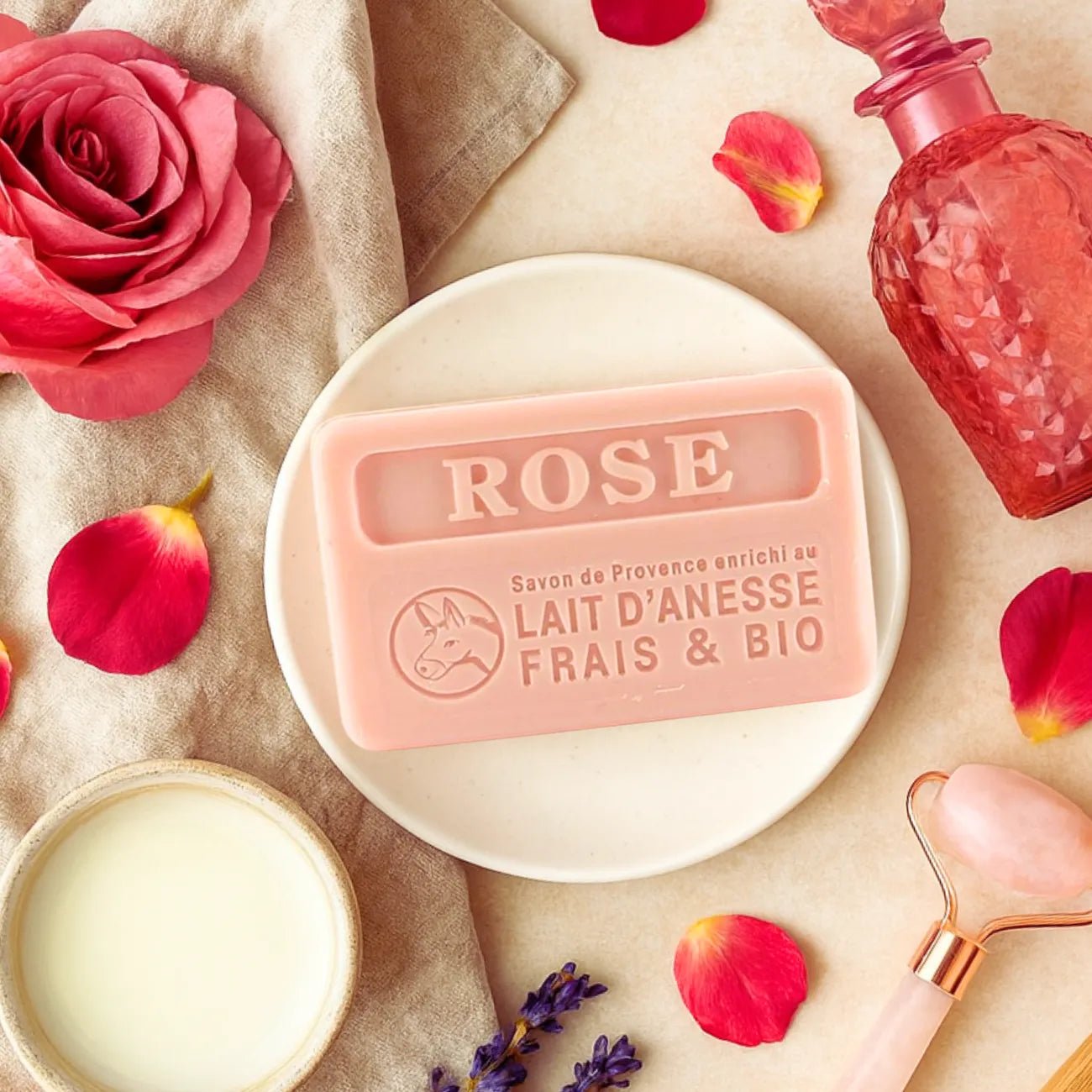 Donkey Milk Soap Rose 100g - Savons.com / Foufour Entreprise - Bar Soap - Savons.com / Foufour Entreprise