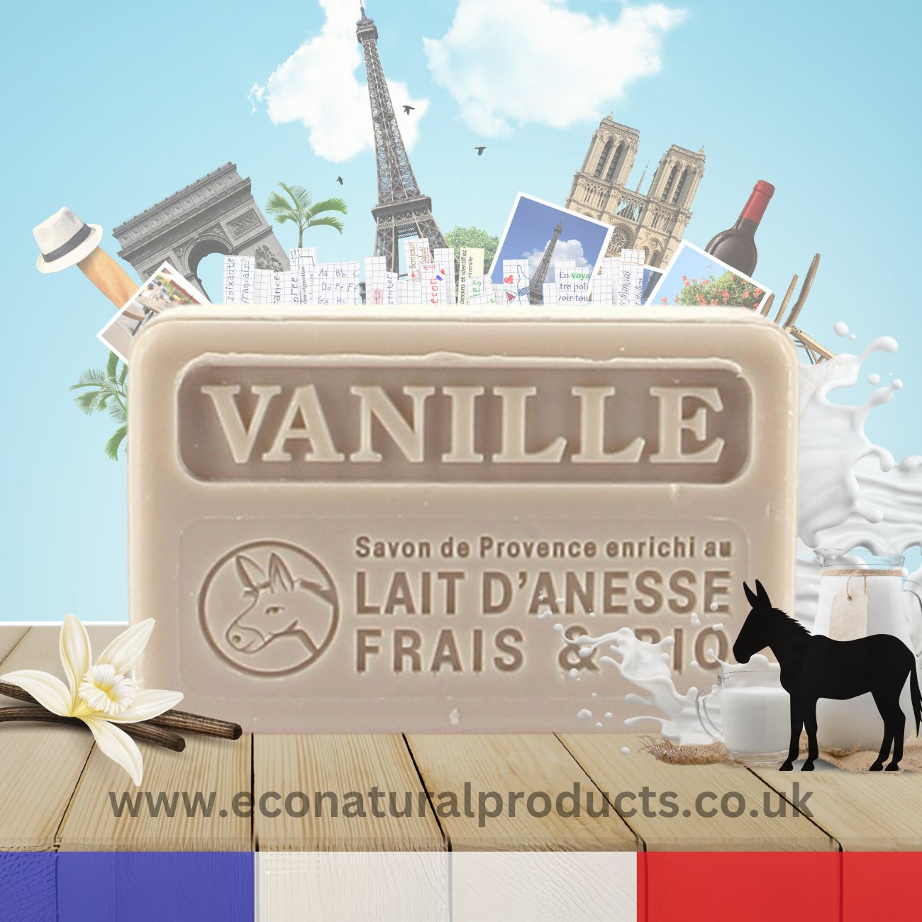 Donkey Milk Soap Vanilla 100g - FouFour - Savon de Marseille - Bar Soap - Eco Natural Products