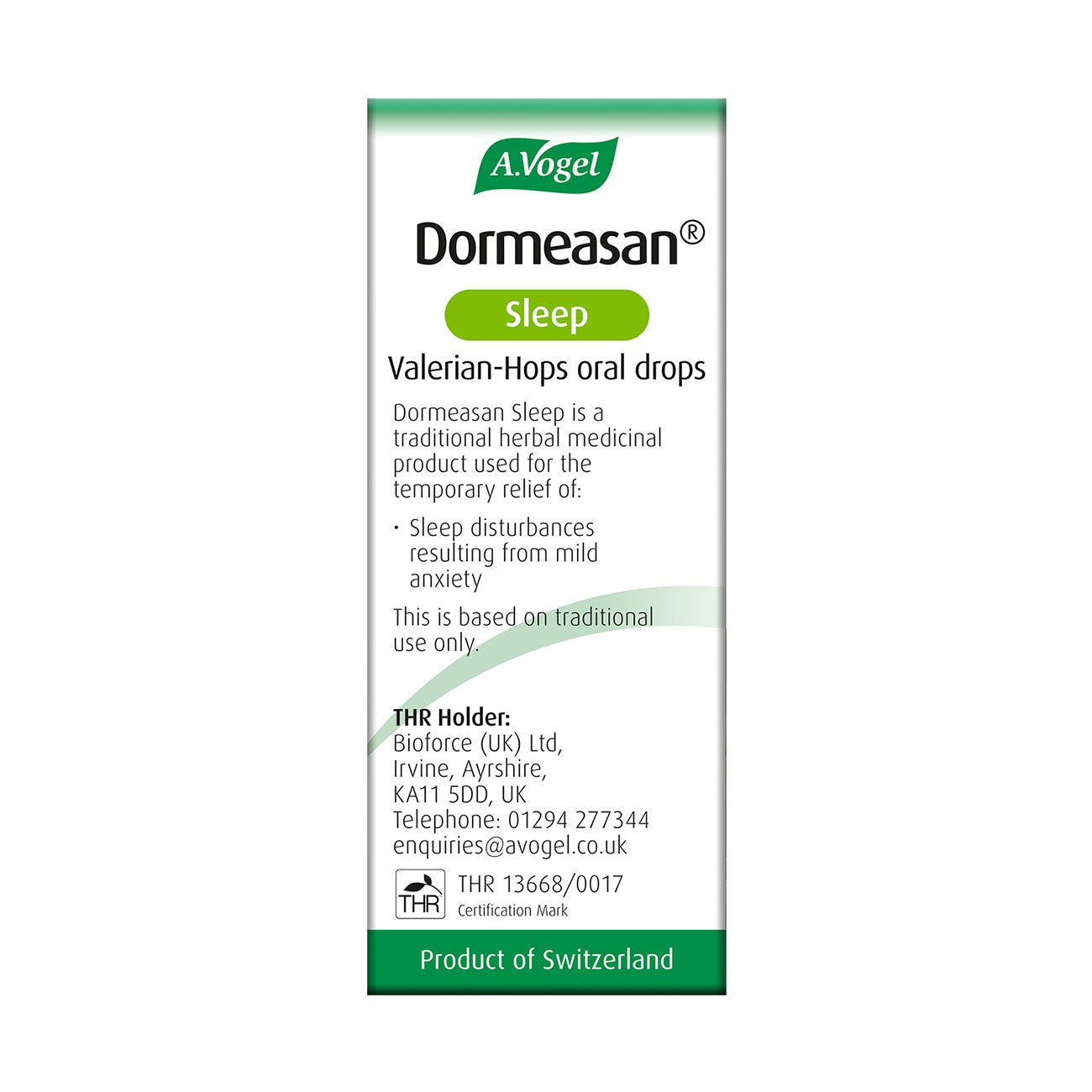 Dormeasan Valerian - Hops Oral Drops 50ml - Eco Natural Products - A. Vogel - Herbal Supplements