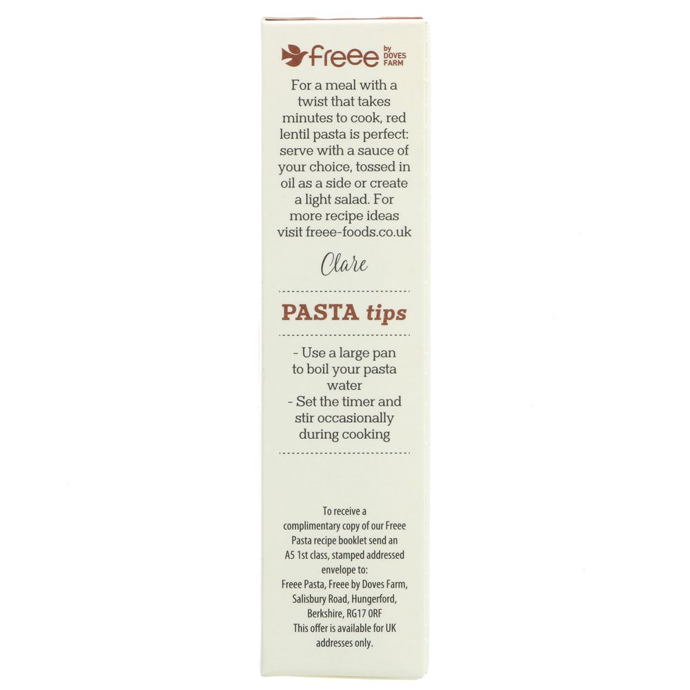Freee Organic Red Lentil Penne Gluten Free Pasta 250g