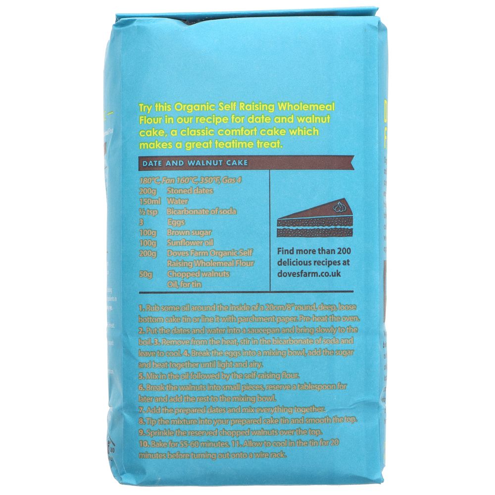 Organic 100% Wholemeal Self Raising Stoneground Flour 1kg BBE 17.10.2023