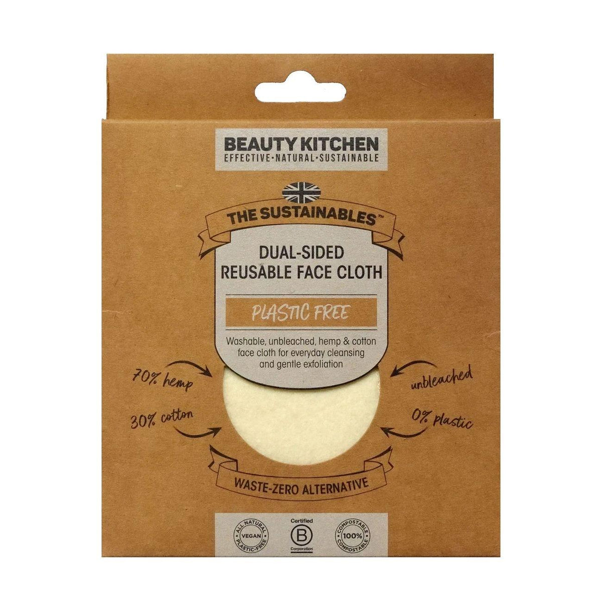 Dual - Sided Reusable Face Cloth 1pc - Beauty Kitchen - Cleansing Pad - Eco Natural Products