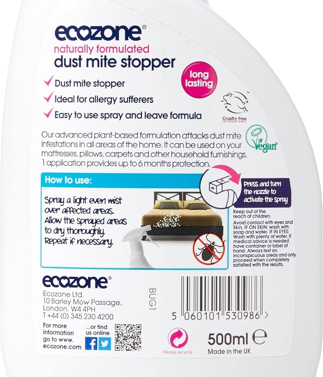 Dust Mite Stopper 500ml - Eco Natural Products - Ecozone - 