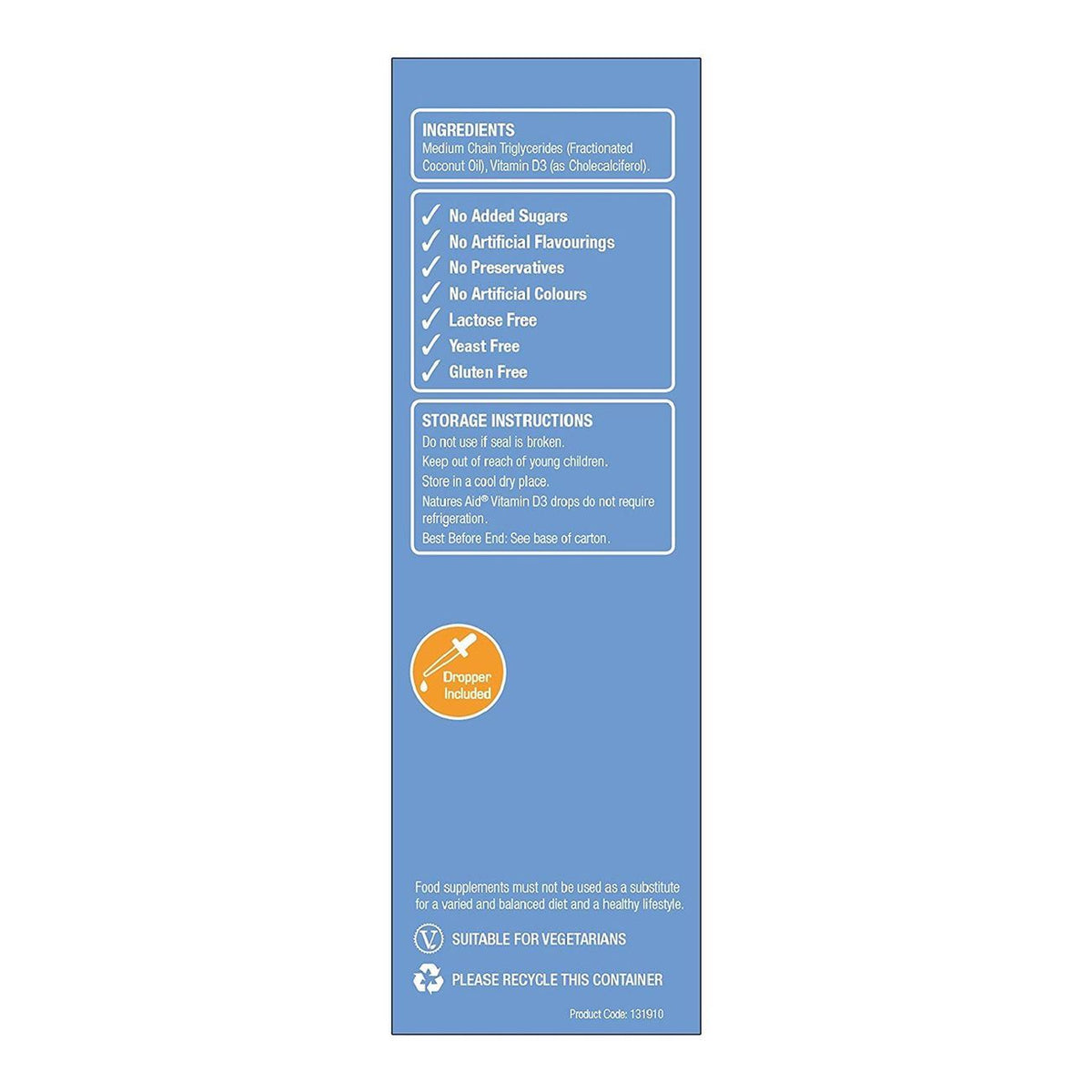Vitamin D3 400iu Drops for Infants & Children Healthy Teeth & Bones 50ml BBE 31.05.2026