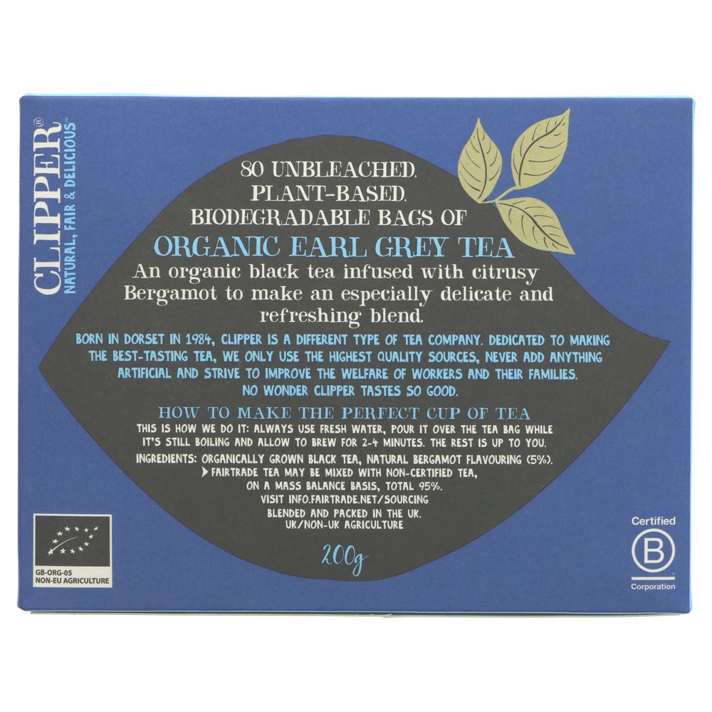 Earl Grey Black Tea 80 Bags - Eco Natural Products - Clipper - Black Tea