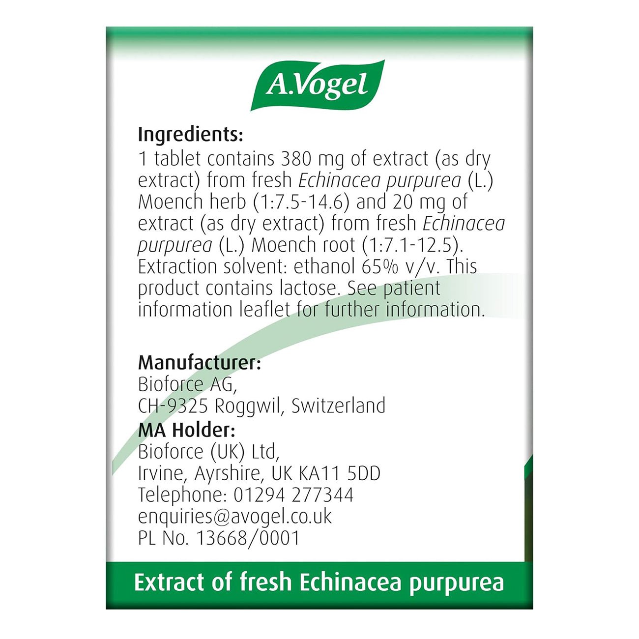 Echinaforce 120 Tabs - Eco Natural Products - A. Vogel - Herbal Supplements