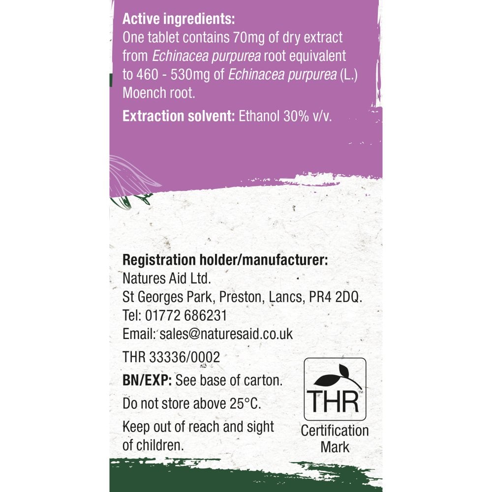 EchinEeze Echinacea 70mg 30 Tablets - Natures Aid - Vitamins & Supplements - Eco Natural Products