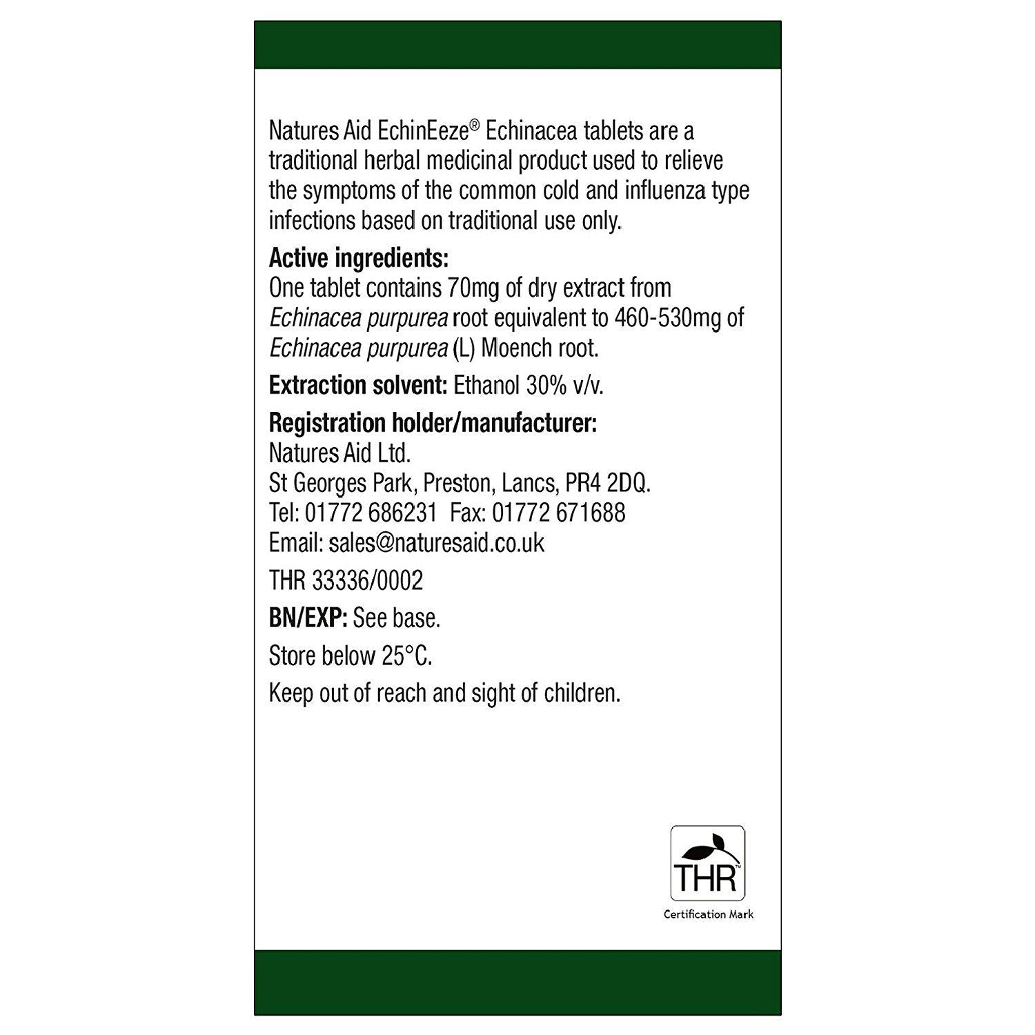 EchinEeze Echinacea 70mg 90 Tablets - Natures Aid - Vitamins & Supplements - Eco Natural Products