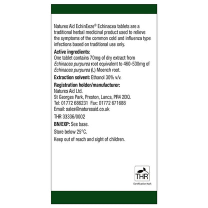 EchinEeze Echinacea 70mg 90 Tablets - Natures Aid - Vitamins & Supplements - Eco Natural Products