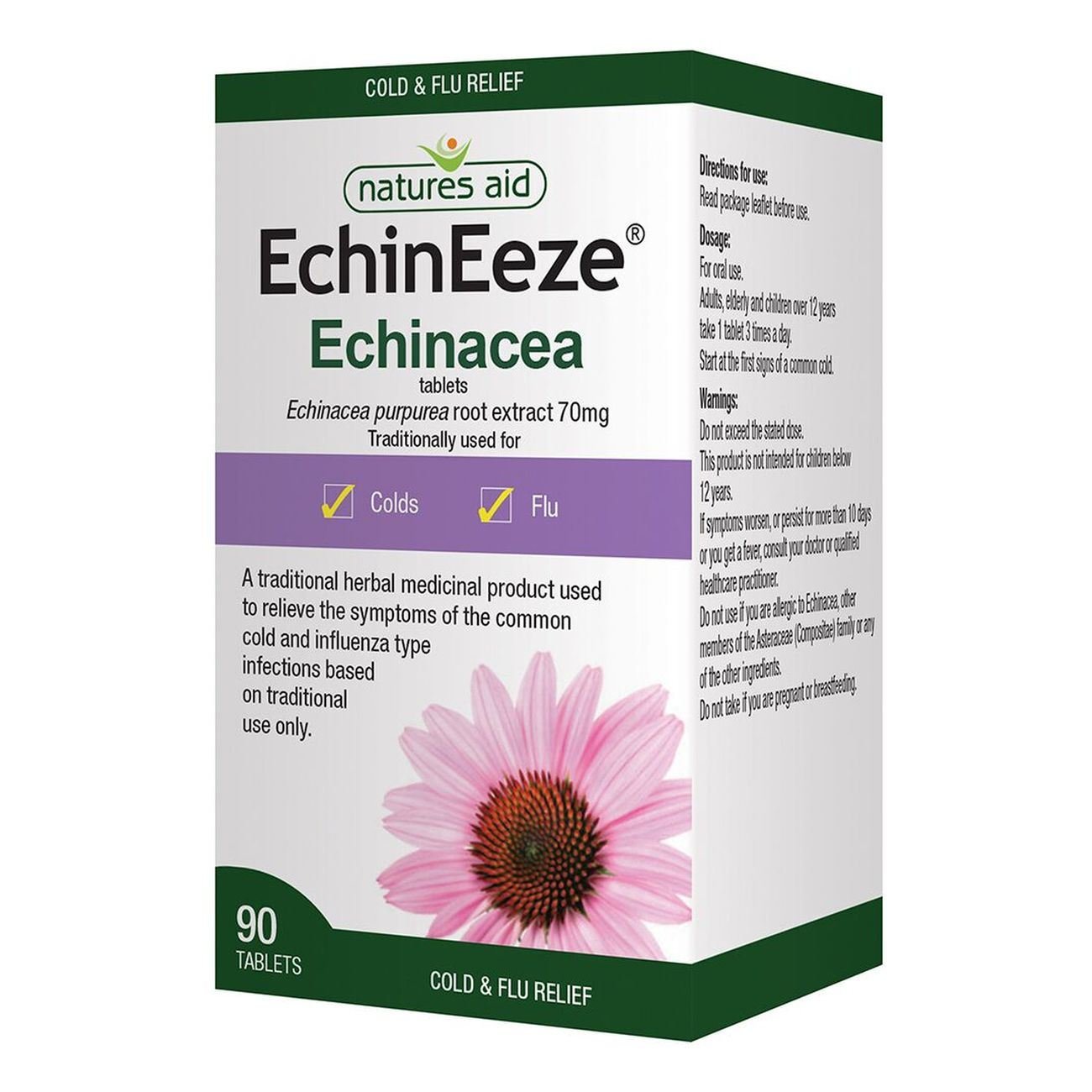 EchinEeze Echinacea 70mg 90 Tablets - Eco Natural Products - Natures Aid - Vitamins & Supplements