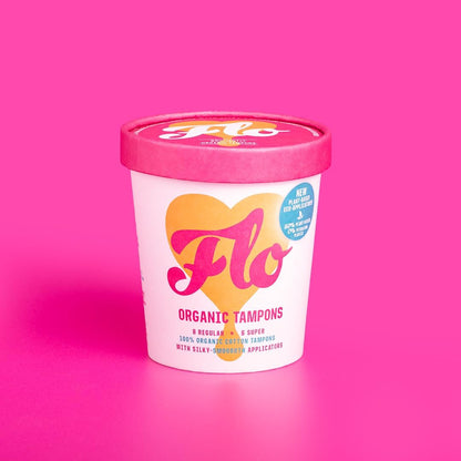 Eco Applicator Organic Cotton Tampons 8 Regular + 6 Super - Here We Flo - Feminine Sanitary Supplies - Eco Natural Products