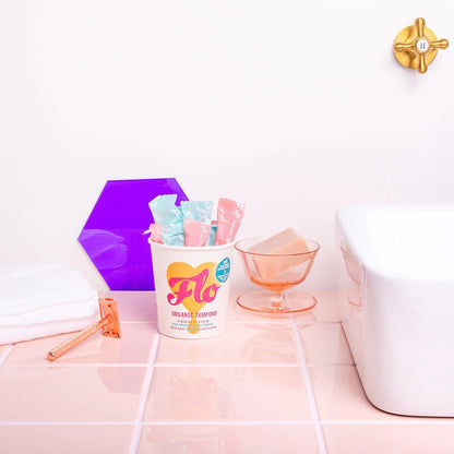 Eco Applicator Organic Cotton Tampons 8 Regular + 6 Super - Here We Flo - Feminine Sanitary Supplies - Eco Natural Products