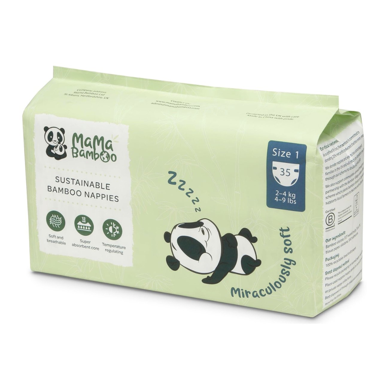 Eco Nappies Size 1 850g - Eco Natural Products - Mama Bamboo - Nappies