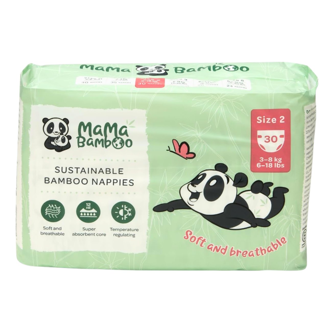 Eco Nappies Size 2 830g - Eco Natural Products - Mama Bamboo - Nappies