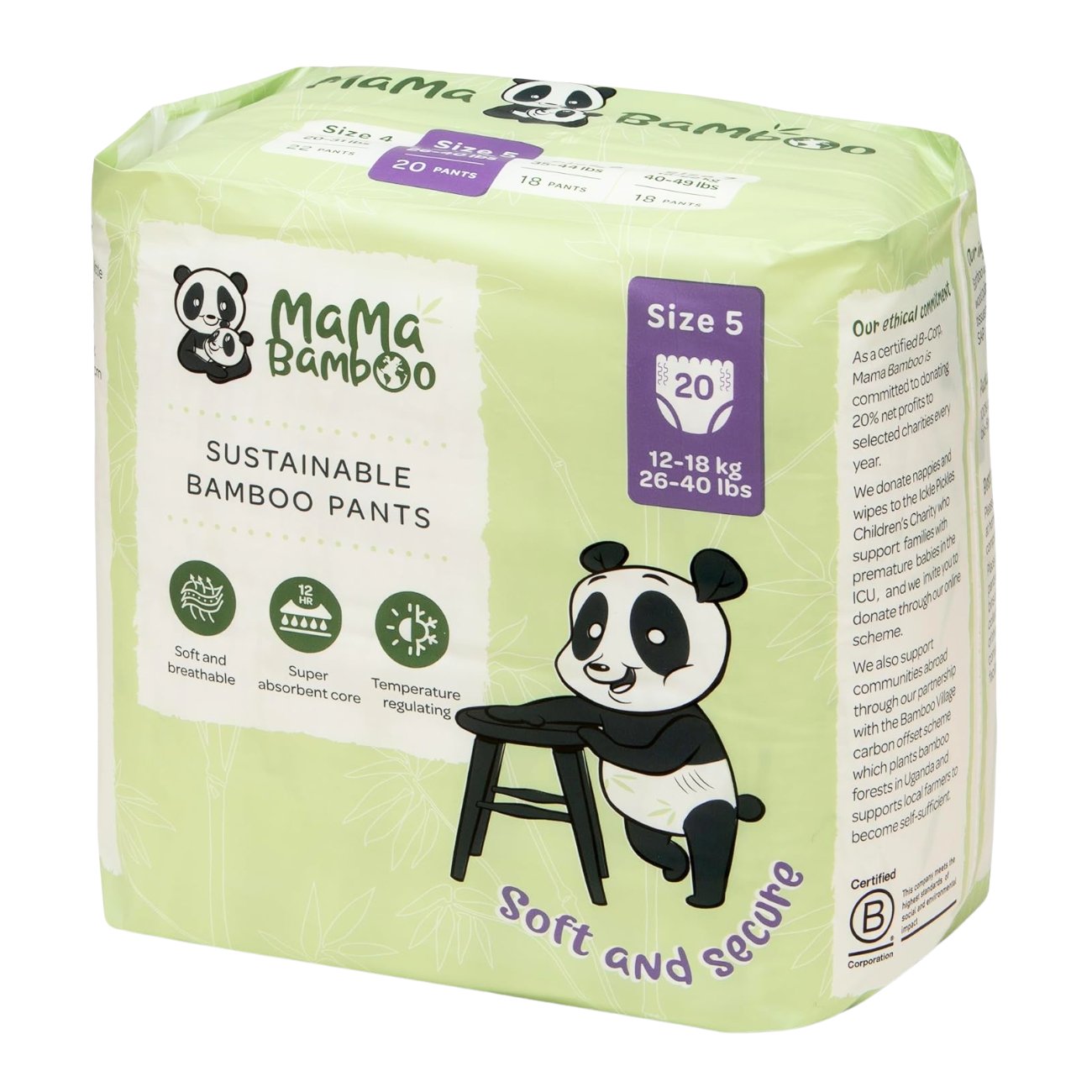 Eco Nappy Pants Size 5+ 870g - Eco Natural Products - Mama Bamboo - Nappies