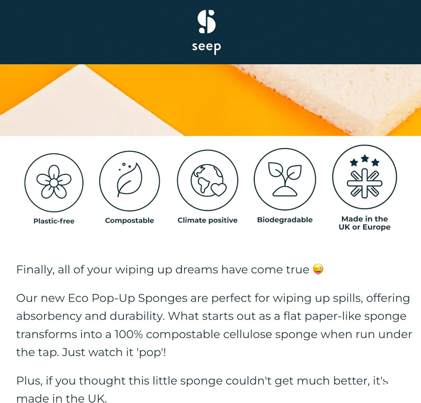 Eco Pop - Up Sponges Pack of 2 20g - Seep - Sponge - Eco Natural Products