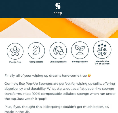 Eco Pop - Up Sponges Pack of 2 20g - Seep - Sponge - Eco Natural Products