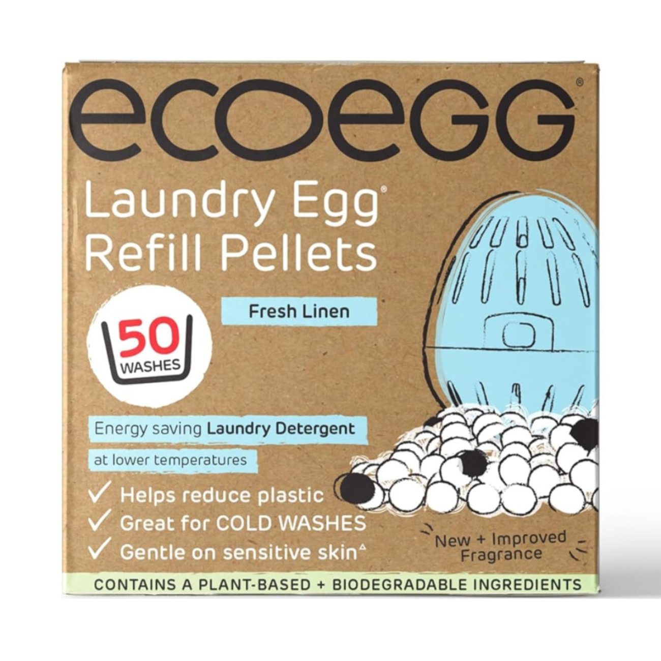 Ecoegg Laundry Egg Refills Fresh Linen 50 Washes - EcoEgg - Laundry Egg Refill - Eco Natural Products