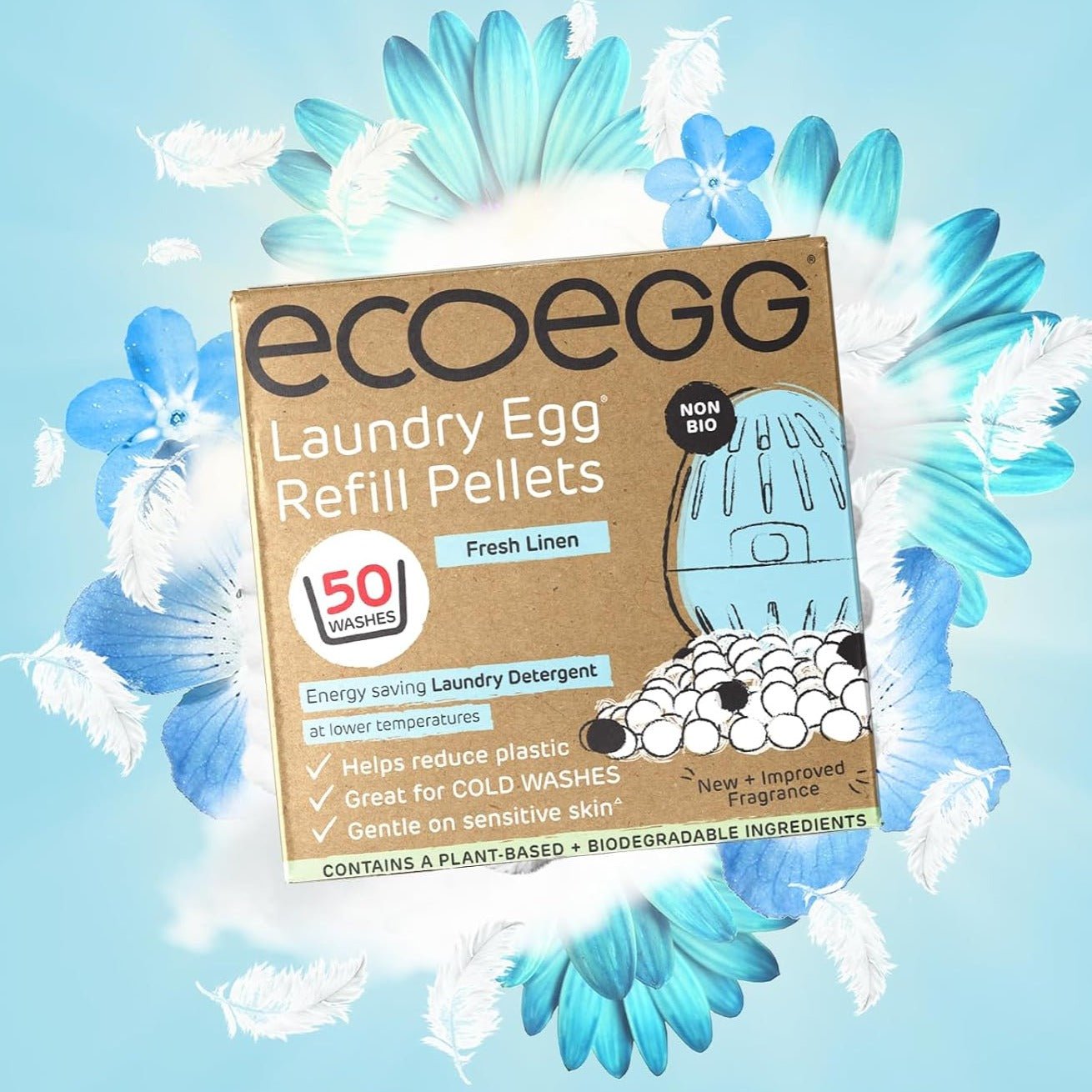 Ecoegg Laundry Egg Refills Fresh Linen 50 Washes - EcoEgg - Laundry Egg Refill - Eco Natural Products