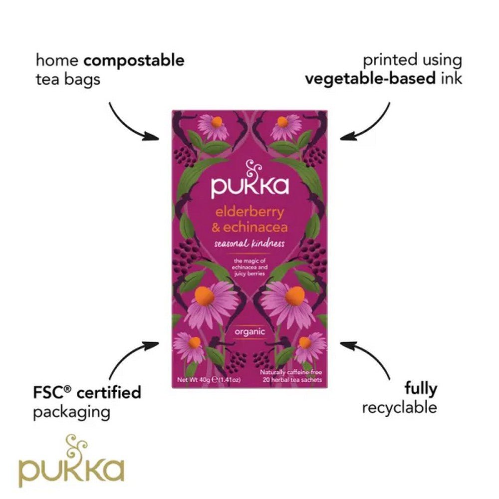 Elderberry & Echinacea 20 Sachets - Pukka Herbs - Herbal tea - Eco Natural Products