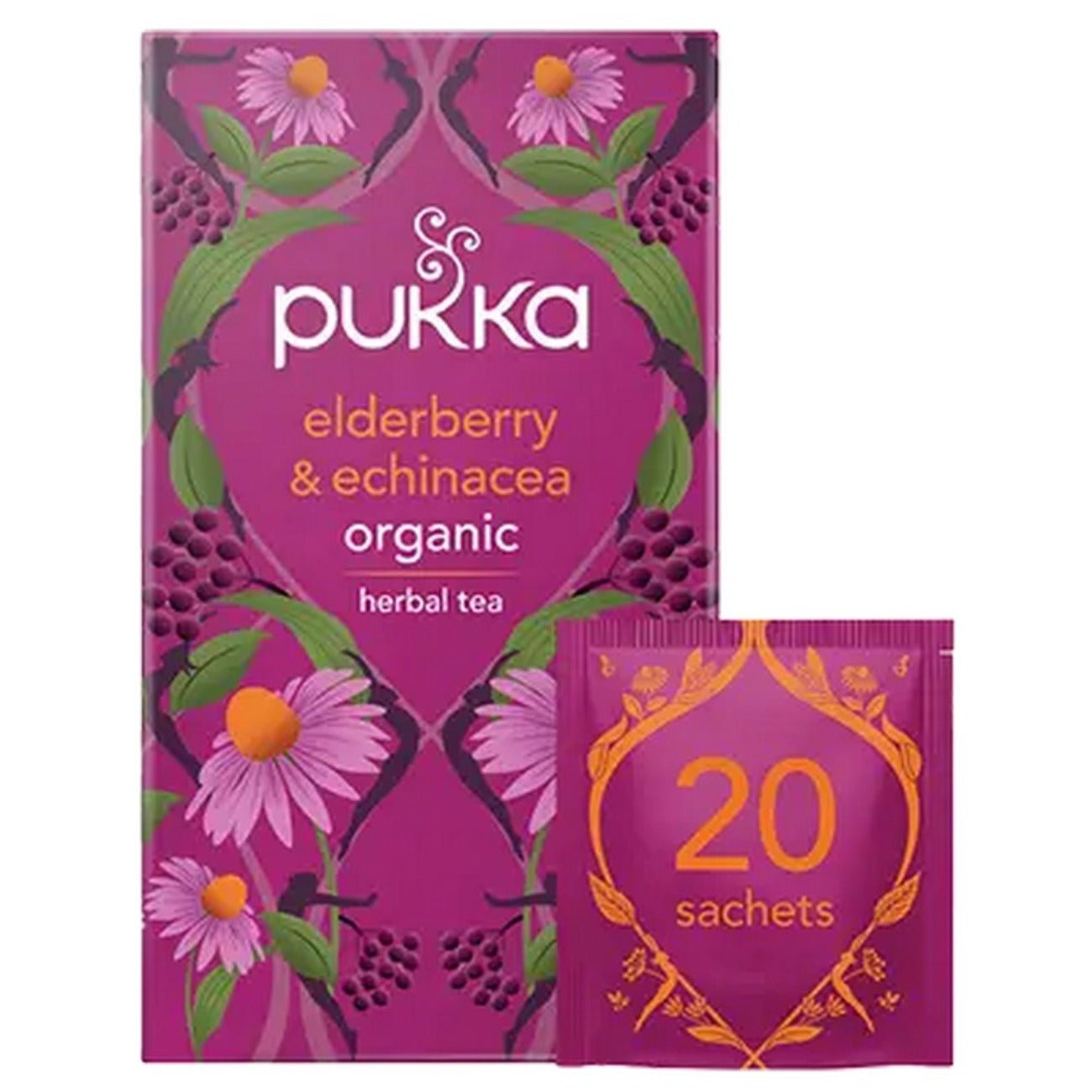 Elderberry & Echinacea 20 Sachets - Eco Natural Products - Pukka Herbs - Herbal tea