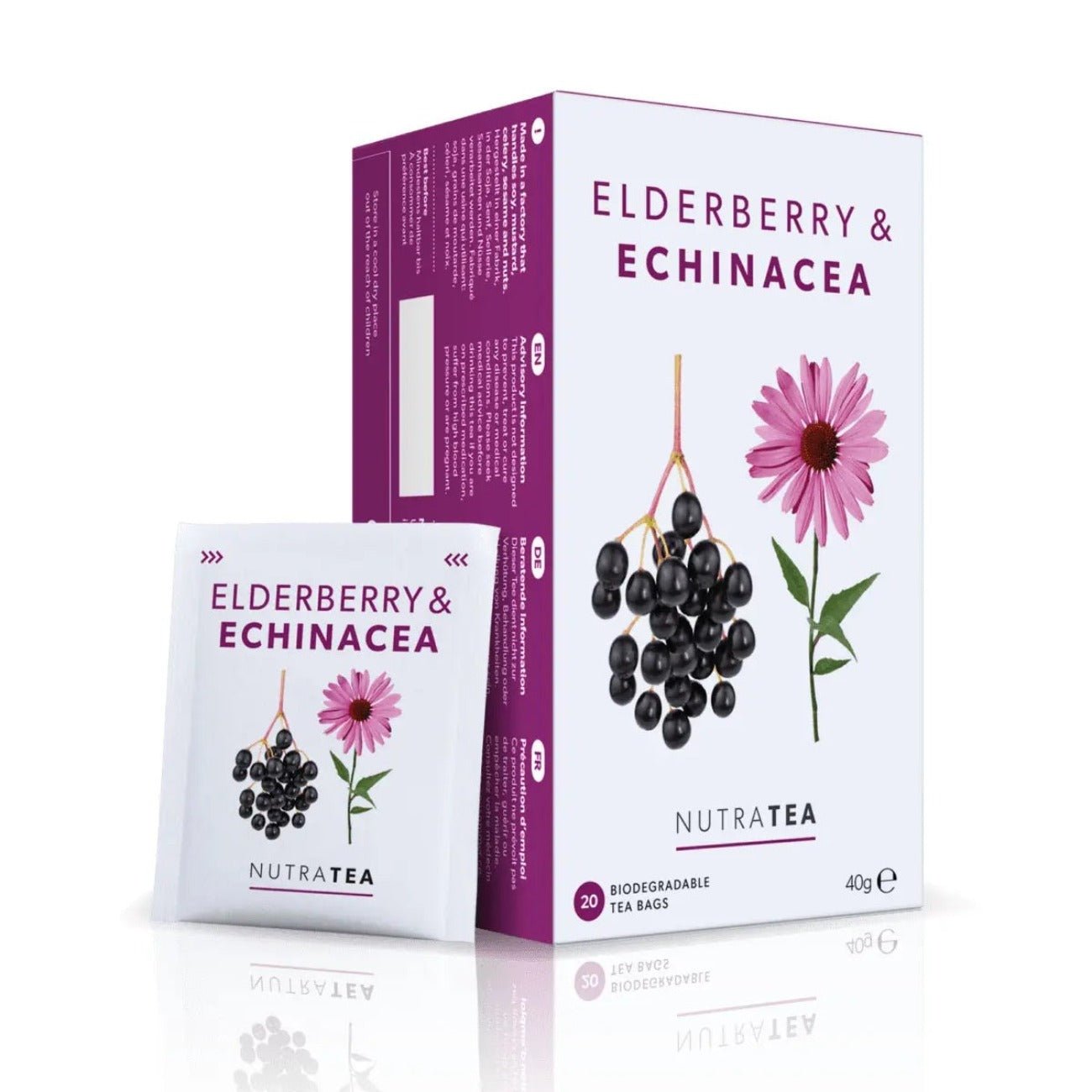 Elderberry & Echinacea Herbal Tea 20 Bags - Eco Natural Products - NutraTea - Herbal Tea