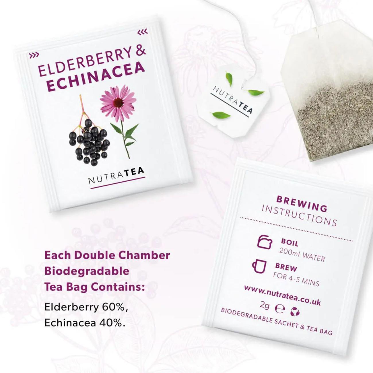Elderberry & Echinacea Herbal Tea 20 Bags - NutraTea - Herbal Tea - Eco Natural Products