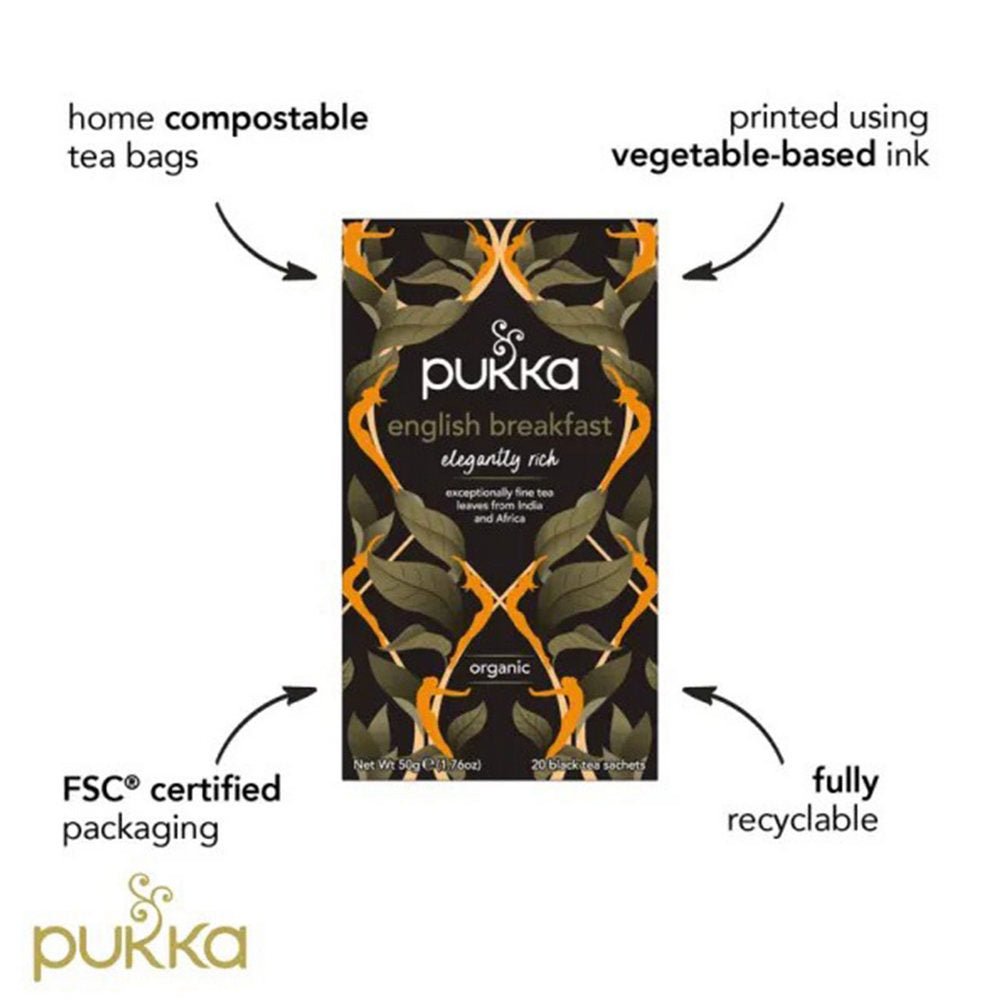 Elegant English Breakfast Tea 20 Sachets - Eco Natural Products - Pukka Herbs - Herbal tea