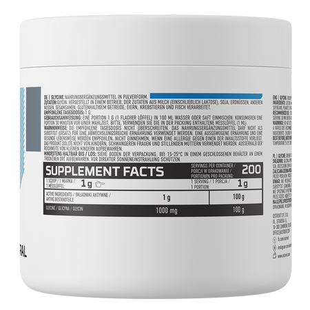 OstroVit Glycine Powder 200g — side back pacaging