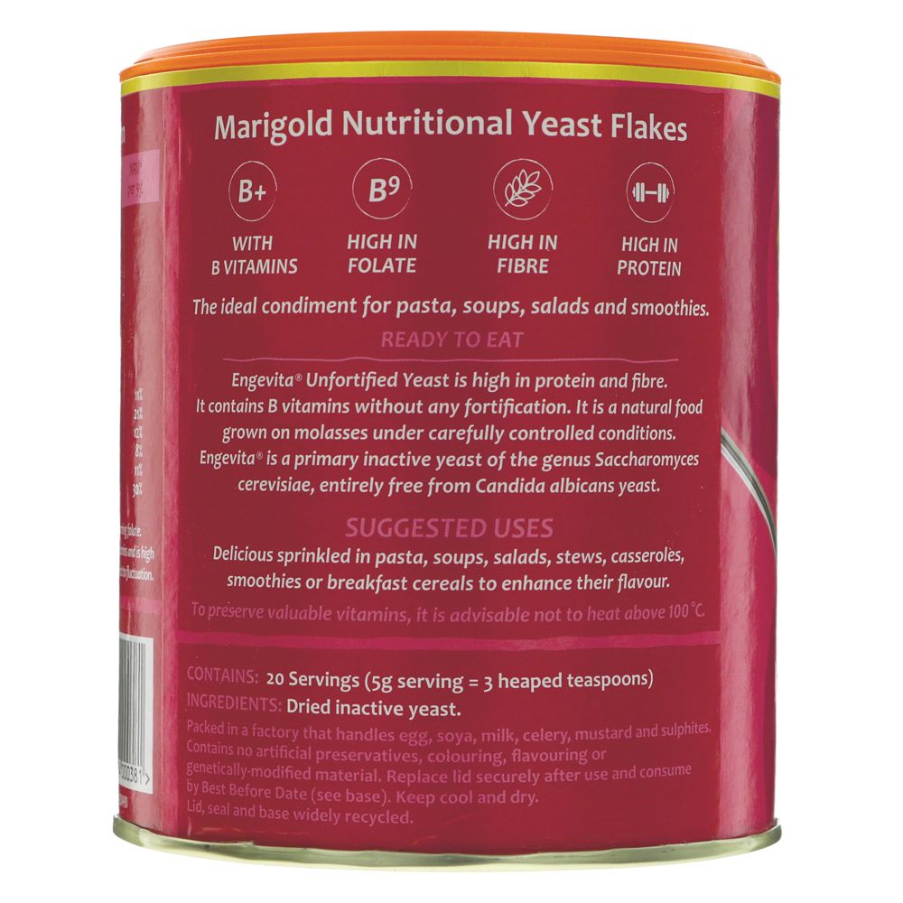 Engevita Protein & Fibre Yeast Flakes Unfortified 100g - Marigold - yeast flakes - Eco Natural Products